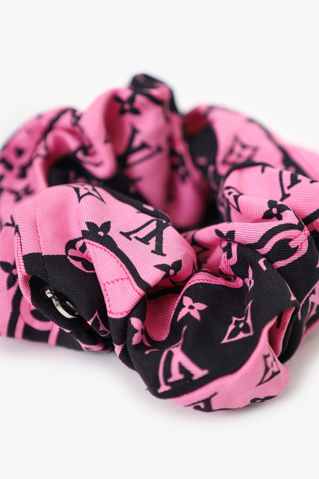 Louis Vuitton Black/Pink Silk Monogram Confidential Chouchou Scrunchie