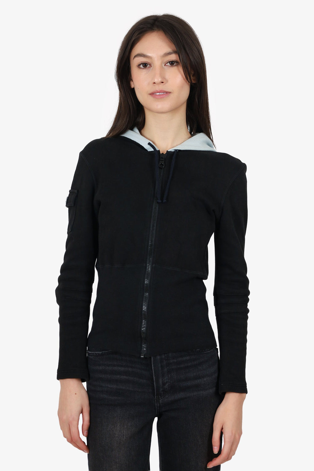 Pre-Loved Chanel™ 03P Sports Line Black Coco Mark Zip-Up Hoodie Size 34