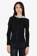 Pre-Loved Chanel™ 03P Sports Line Black Coco Mark Zip-Up Hoodie Size 34