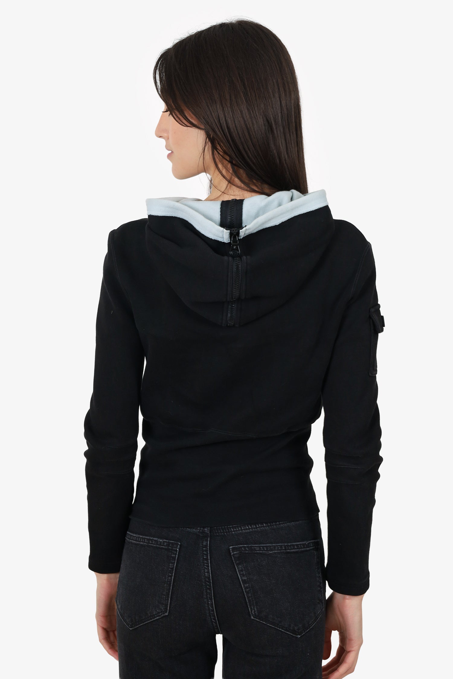 Pre-Loved Chanel™ 03P Sports Line Black Coco Mark Zip-Up Hoodie Size 34