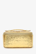 Pre-Loved Chanel™ Gold Metallic Crocodile Embossed Mini Vanity Bag