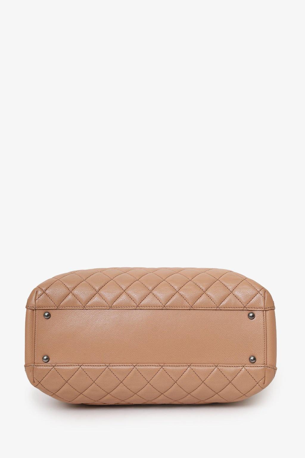 Pre-Loved Chanel™ 2015-16 Beige Caviar Leather Quilted City Large Shopping Tote