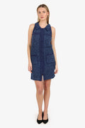 Pre-Loved Chanel™ Blue Boucle Tweed Sleeveless Shift Dress Size 34