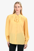 Gucci Yellow Silk Ruffle Blouse Size 40
