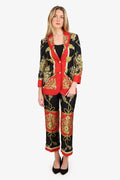 Gucci Black/Red Silk Printed Two-Piece Suits Size 36/38