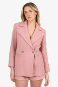 Pre-Loved Chanel™ 22K Pink Wool Tweed CC Jewel Buttons Blazer Size 34