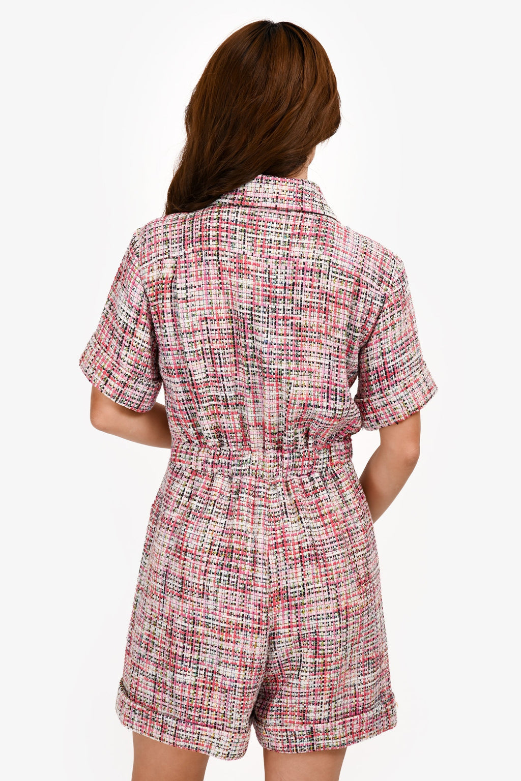 Pre-Loved Chanel™ Pink Tweed Short Sleeve Romper Size 36 FR