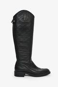 Gucci Black Leather GG Monogram Riding Boots Size 38