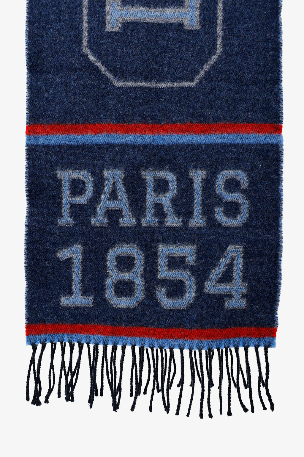 Louis Vuitton Navy/Red Wool/Cashmere Logo Fringe Scarf