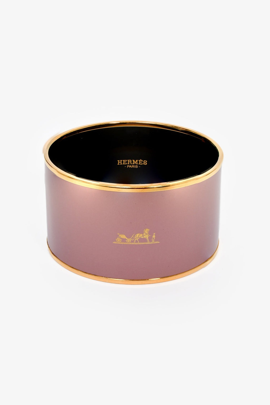 Hermès Mauve/Gold Toned Enamel Extra Wide Bangle