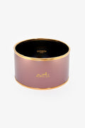 Hermès Mauve/Gold Toned Enamel Extra Wide Bangle