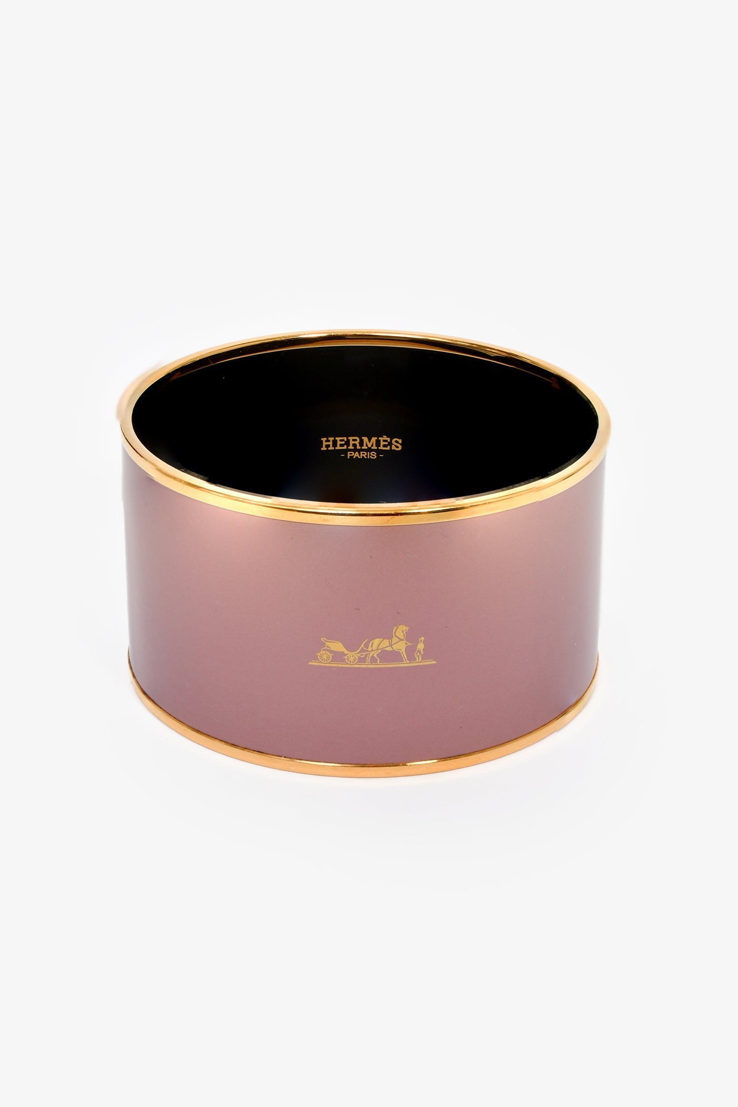 Hermès Mauve/Gold Toned Enamel Extra Wide Bangle