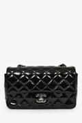Pre-Loved Chanel™ 2014 Black Quilted Patent Leather Mini Flap
