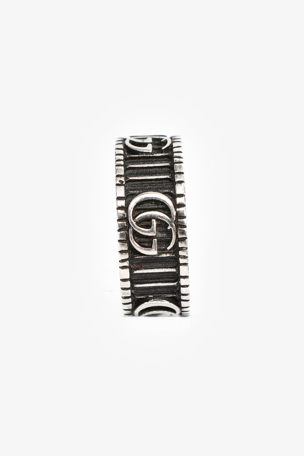 Gucci Sterling Silver Double G Rope Wide Ring Size 10