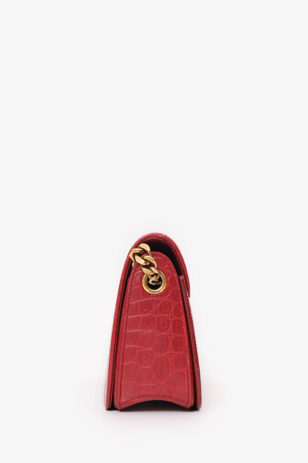 Saint Laurent Red Embossed Elise Shoulder Bag