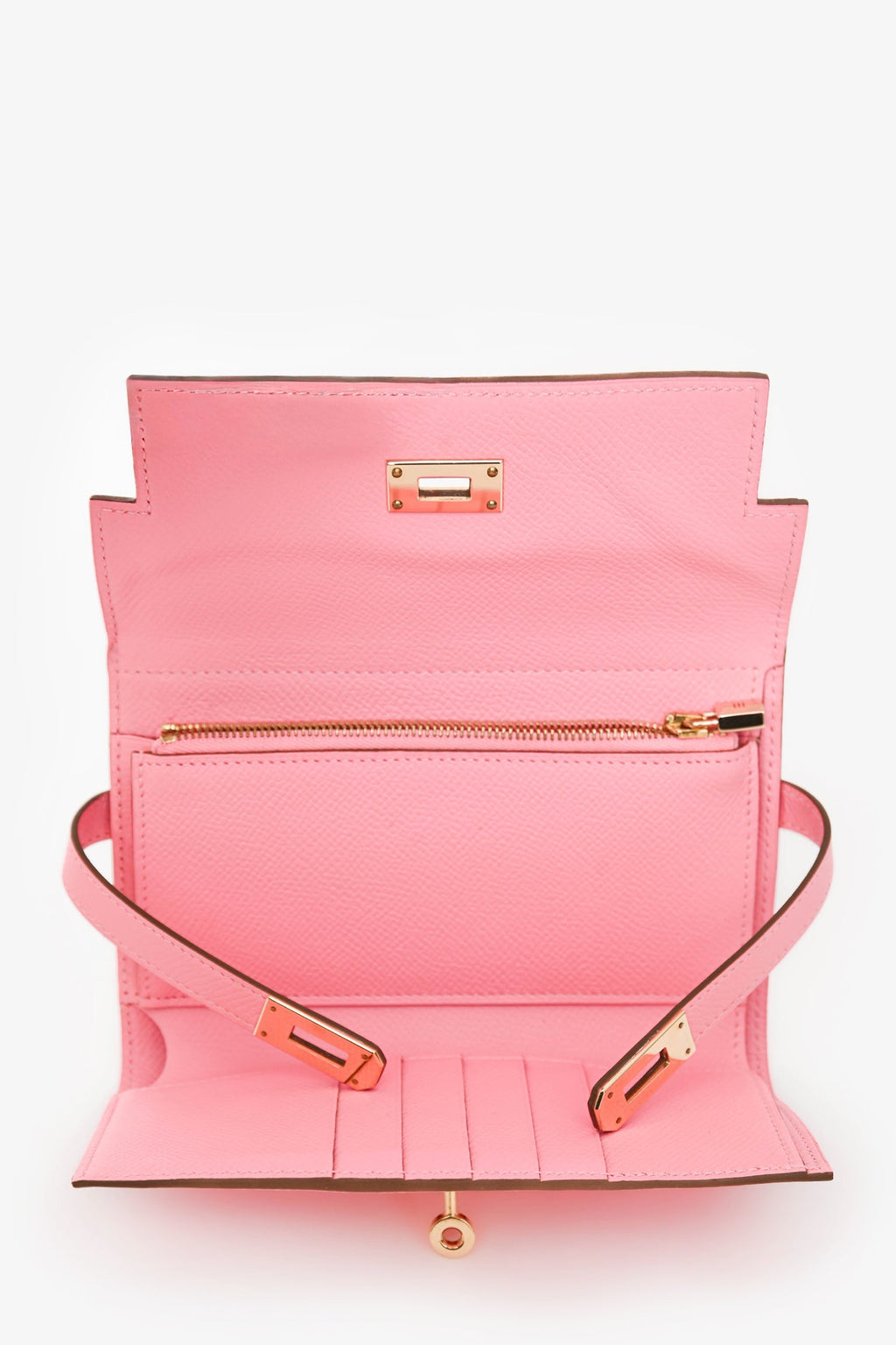 Hermès 2016 Pink Epsom Leather Kelly Depliant Medium Trifold Wallet