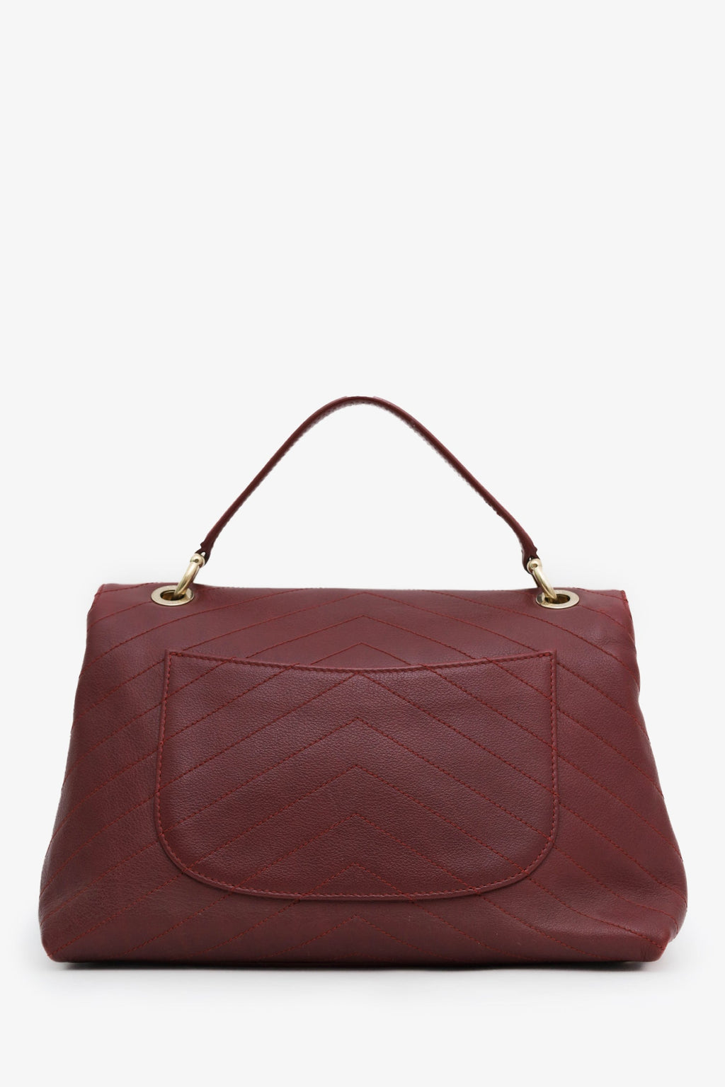 Pre-Loved Chanel™ Burgundy Grained Calfskin Stitched Chevron Medium Chic Top Handle