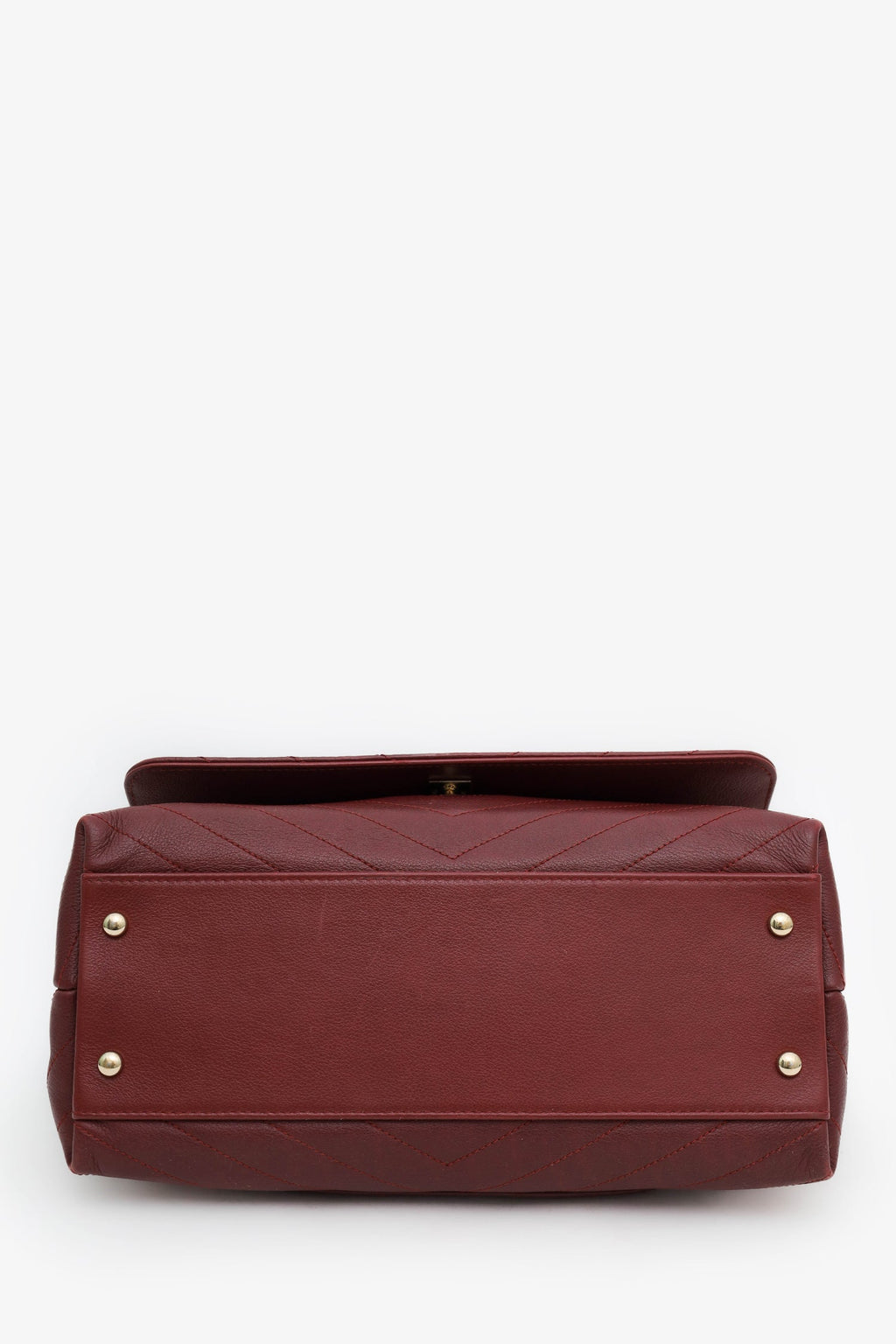 Pre-Loved Chanel™ Burgundy Grained Calfskin Stitched Chevron Medium Chic Top Handle