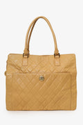 Pre-Loved Chanel™ Vintage Beige Quilted Lambskin CC Briefcase