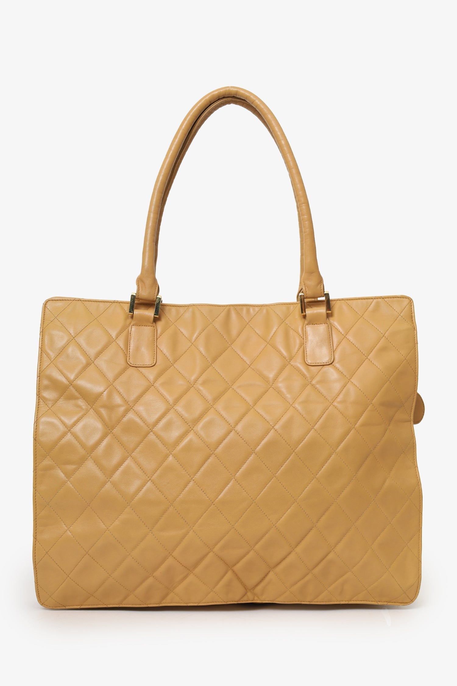 Pre-Loved Chanel™ Vintage Beige Quilted Lambskin CC Briefcase