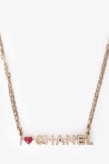 Pre-Loved Chanel™ 2017 Gold Tone Metal Heart Logo Necklace