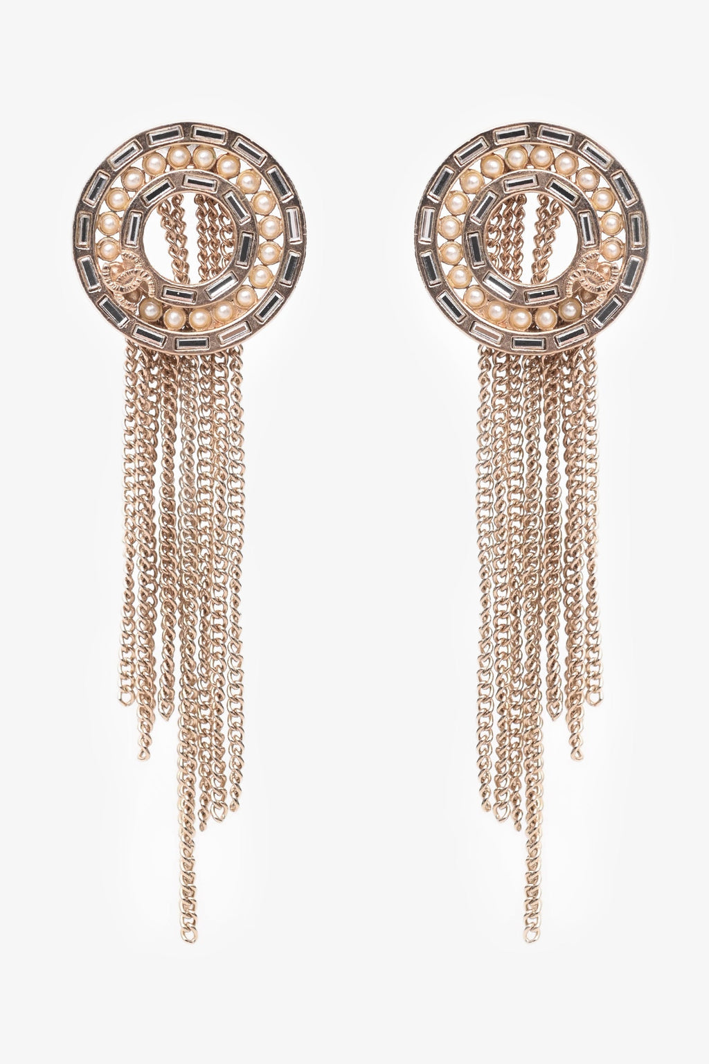 Pre-Loved Chanel™ 2016 Gold Tone Metal/Faux Pearl Tassel Earrings