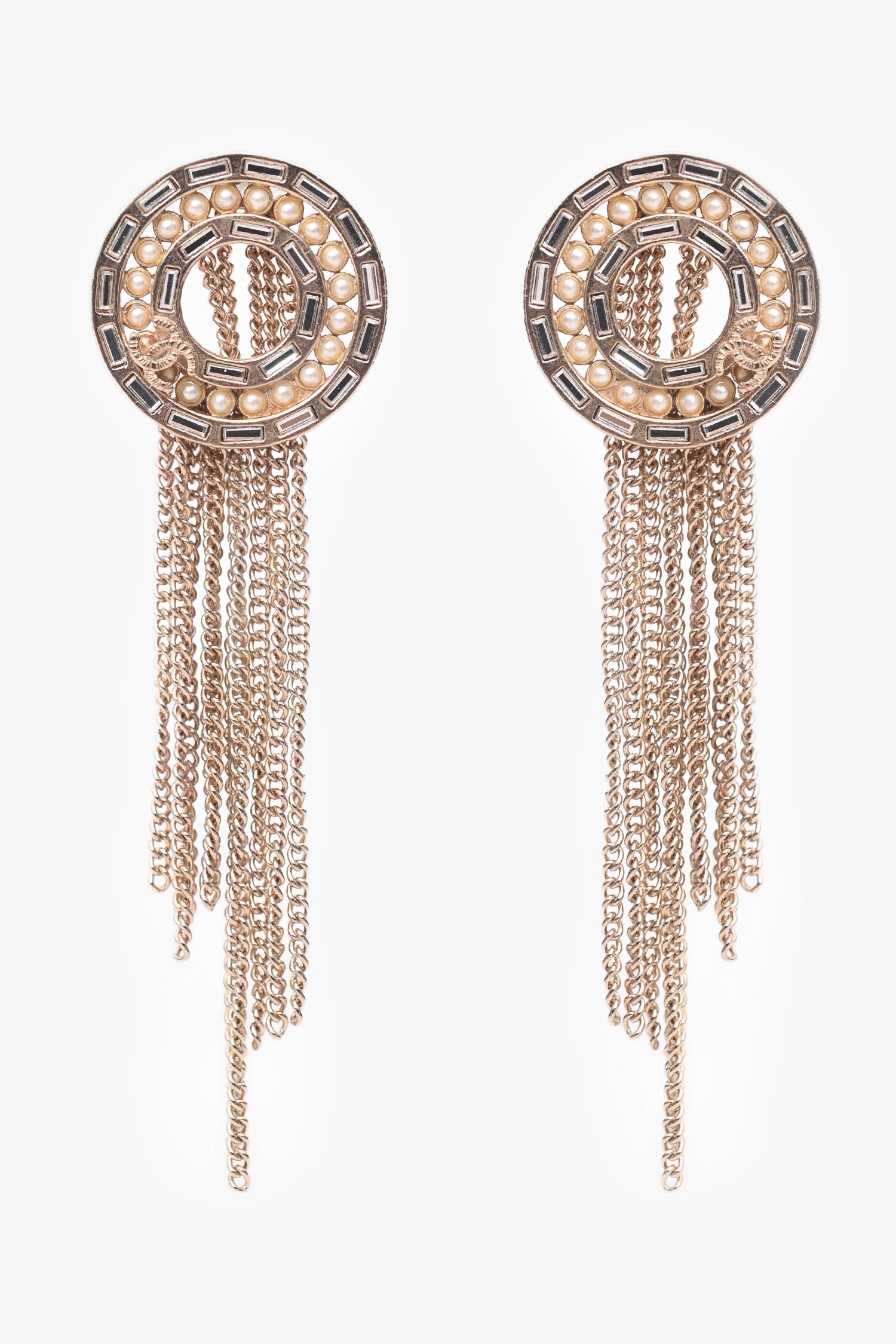 Pre-Loved Chanel™ 2016 Gold Tone Metal/Faux Pearl Tassel Earrings