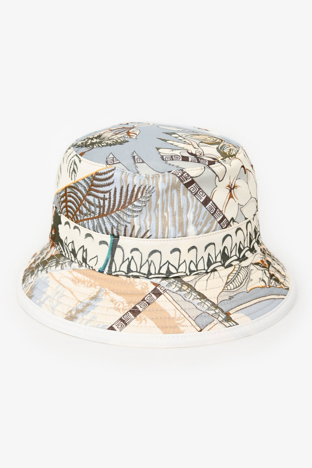 Hermès White Foliate Patterned Bucket Hat Size 56