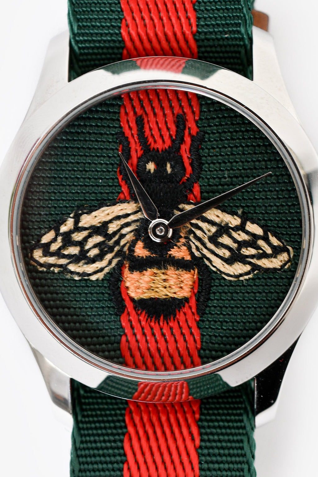 Gucci Red and Green Le Marché Des Merveilles Bee Motif Watch