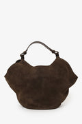 Khaite Brown Suede Lotus Small Top Handle Bag