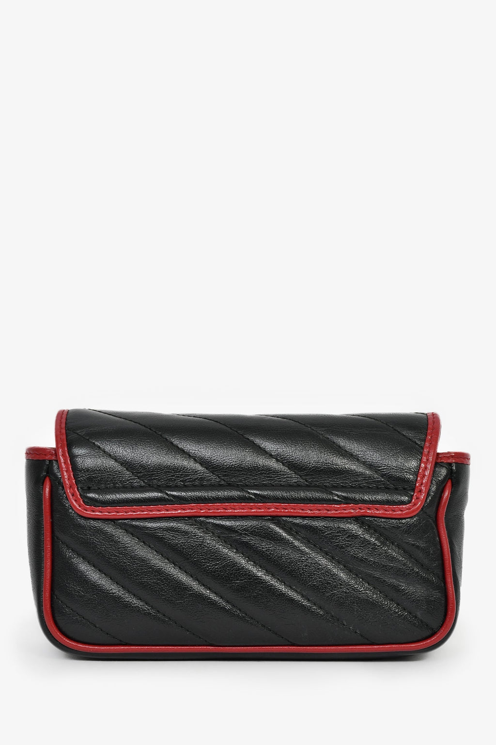 Gucci Black/Red Quilted Leather Torchon Marmont Super Mini Crossbody Bag