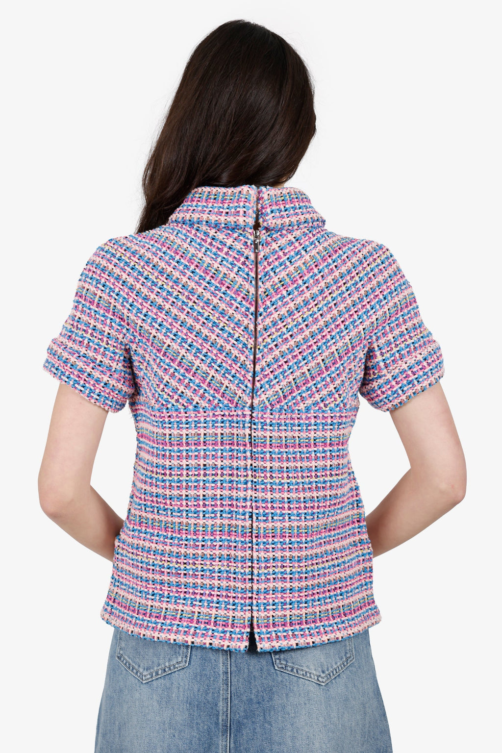 Pre-Loved Chanel™ Pink Tweed Short Sleeve Top Size 38