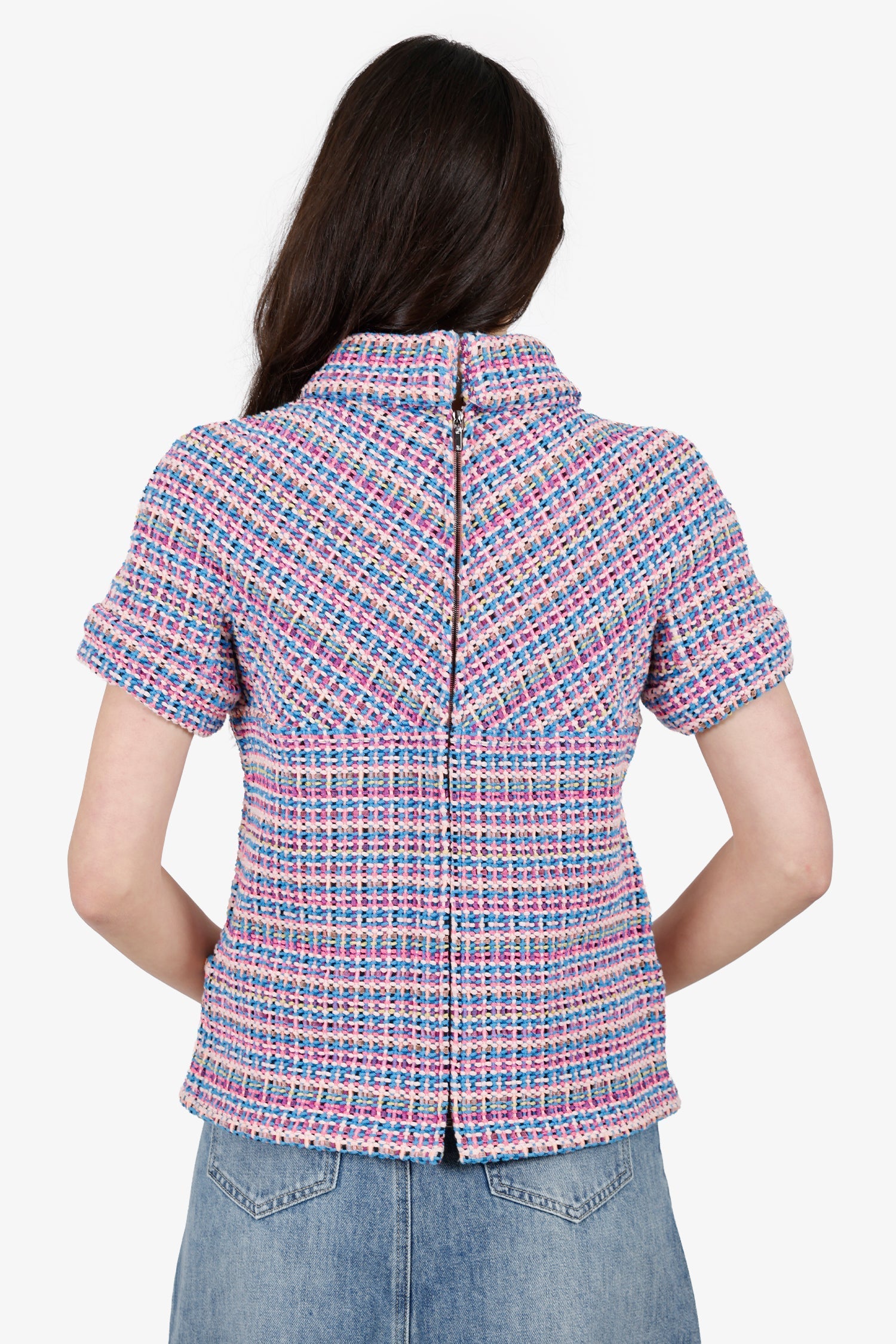 Pre-Loved Chanel™ Pink Tweed Short Sleeve Top Size 38
