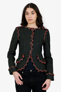 Pre-Loved Chanel™ 2013 Paris-Edinburgh Green Tartan Trim Tweed Jacket Size 36