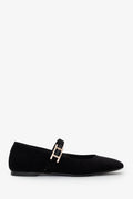 Hermès Black Velvet Jane Ballet Flat Size 37.5