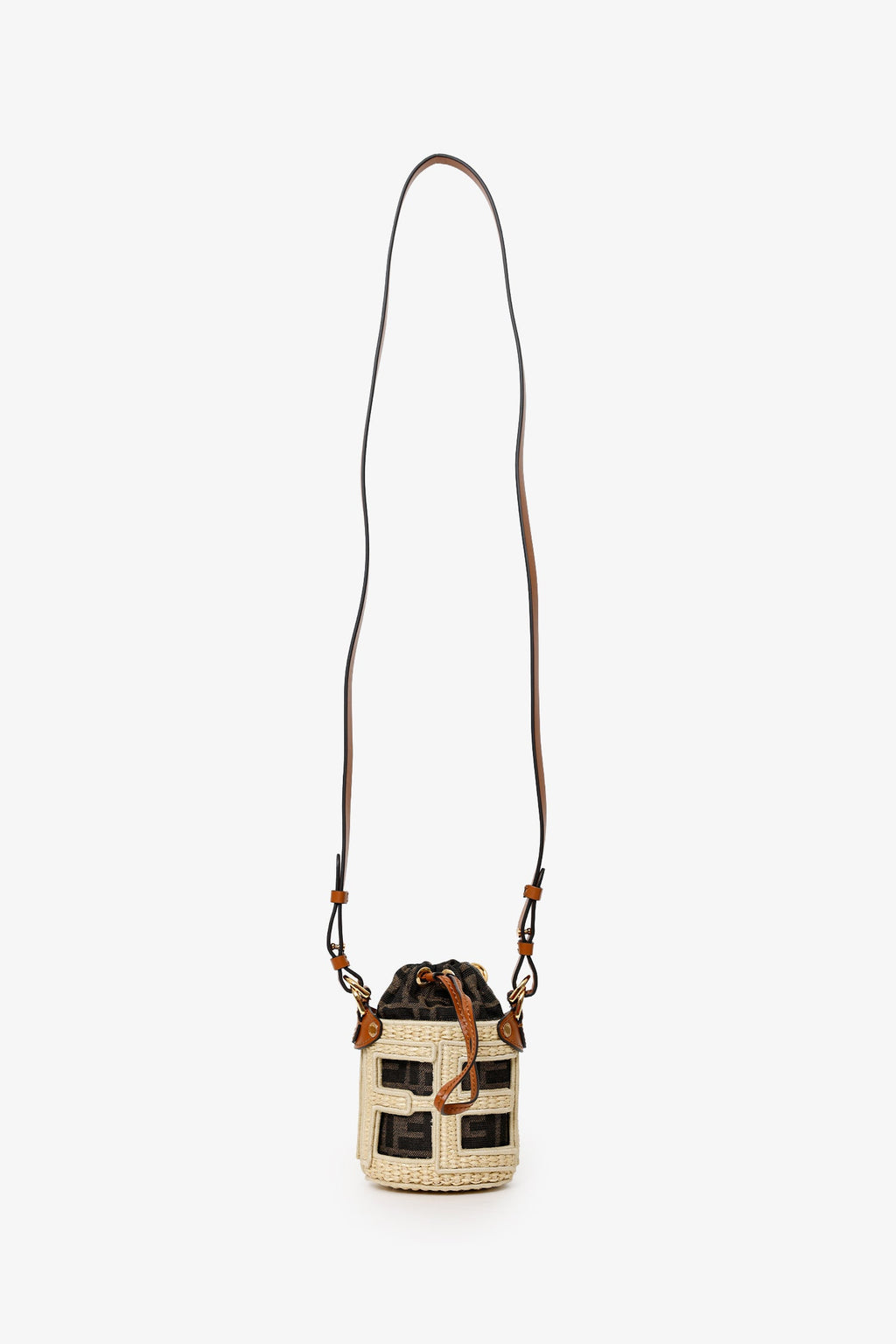 Fendi Brown/Beige Zucca FF Step Out Nano Bucket Bag