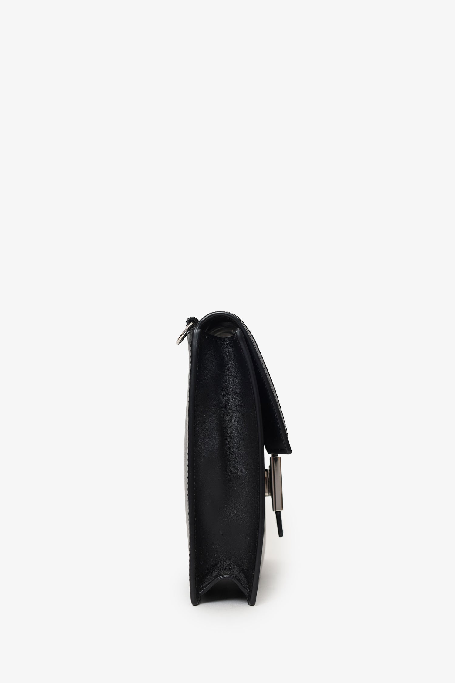 Fendi Black/Beige Calfskin/Canvas FF 1974 Flat Baguette Crossbody