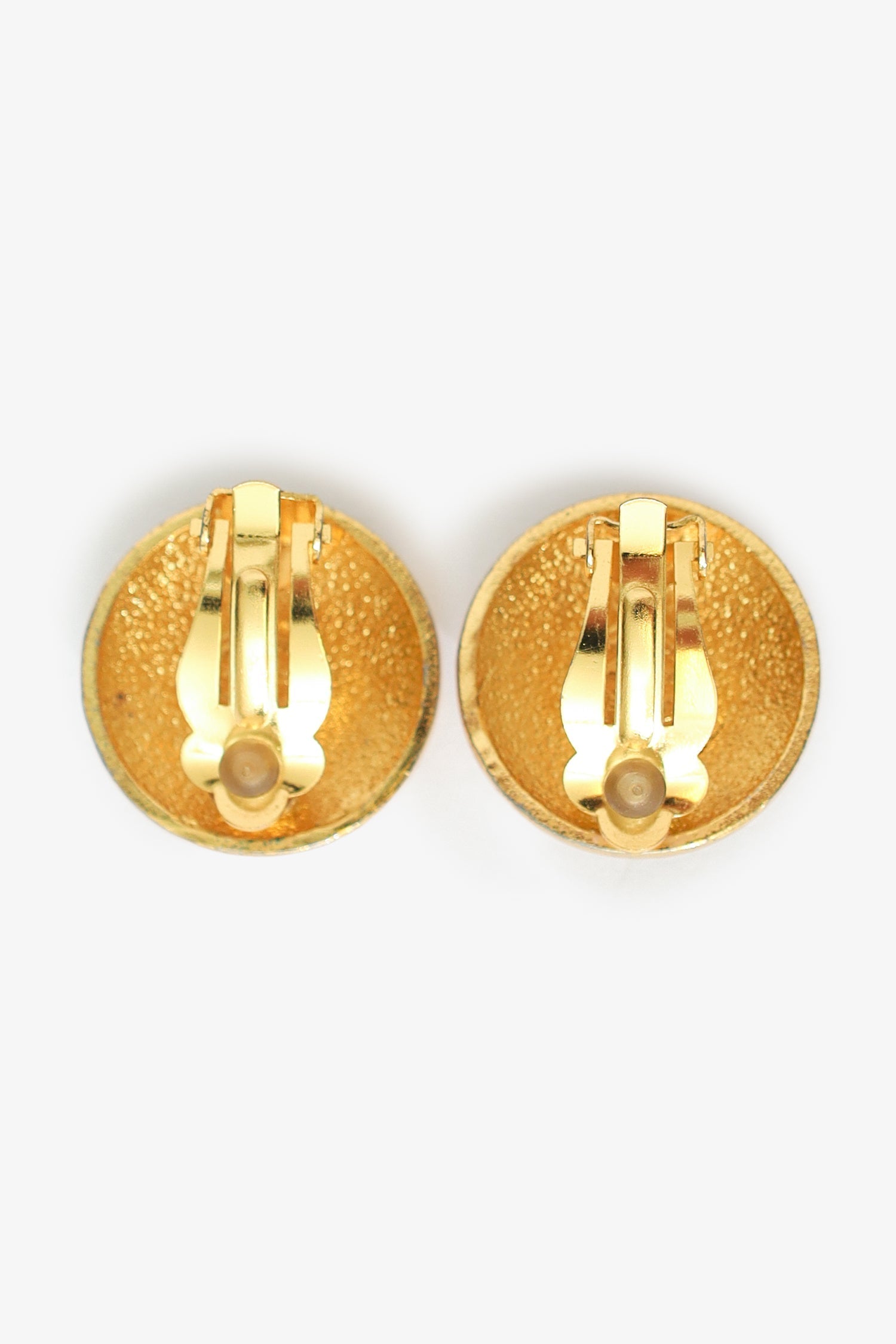 Pre-Loved Chanel™ Vintage Gold-tone CC Crystal Round Clip-on Earrings