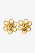 Pre-Loved Chanel™ Gold Tone CC Flower Clip-on Earrings