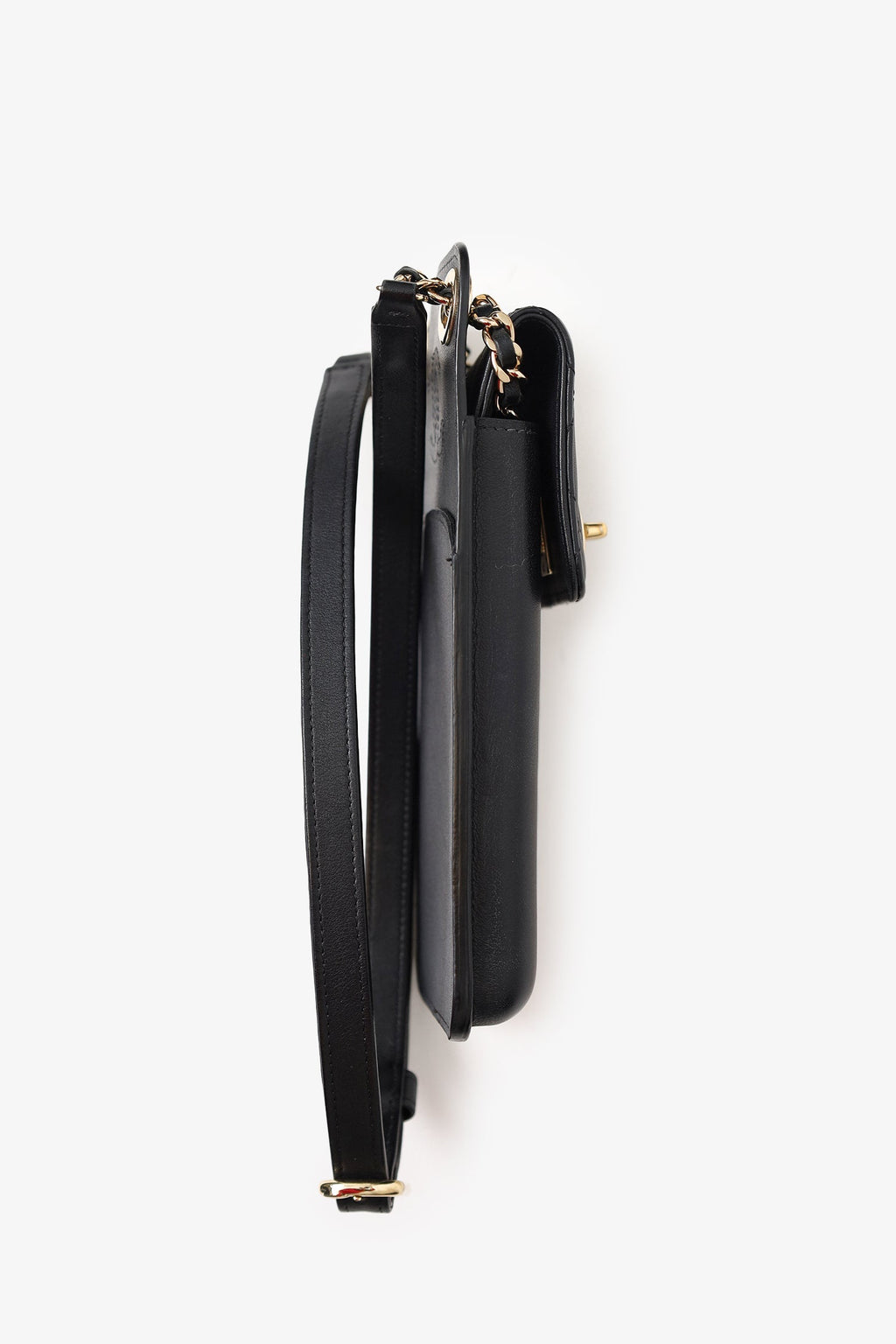 Pre-Loved Chanel™ Black Lambskin Matelasse Phone Holder Shoulder Bag