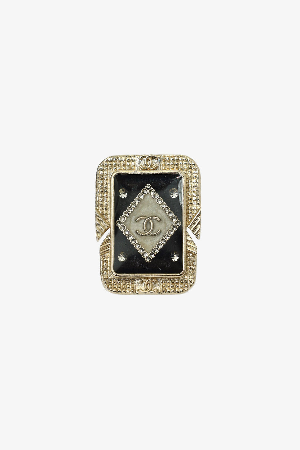 Pre-Loved Chanel™ 2021 Resin & Strass CC Pin Brooch Set