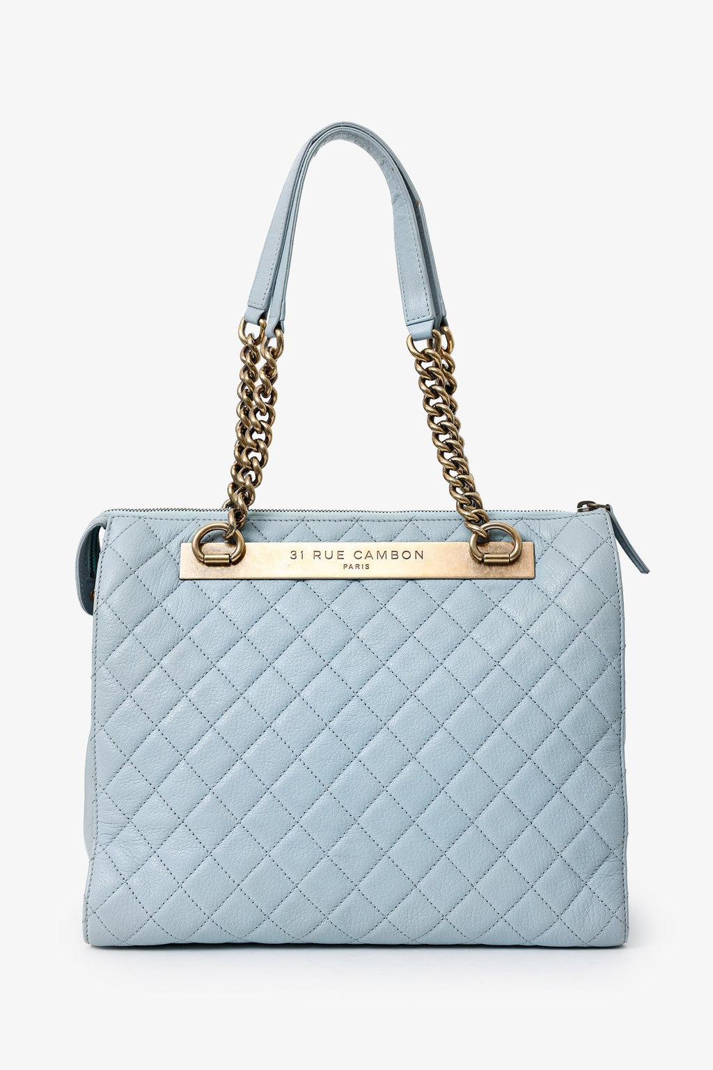 Pre-Loved Chanel™ 2012-13 Blue Quilted Leather Rita Dome Tote