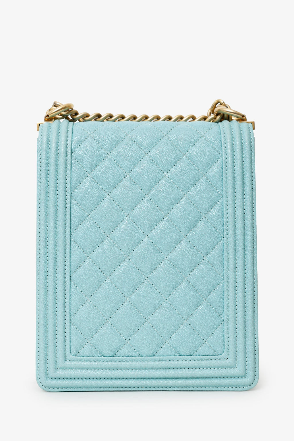 Pre-Loved Chanel™ 2019 Teal Green Leather North/South Boy Shoulder Bag