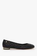 Pre-Loved Chanel™ Black Quilted Leather CC Cap Toe Ballet Flats Size 38