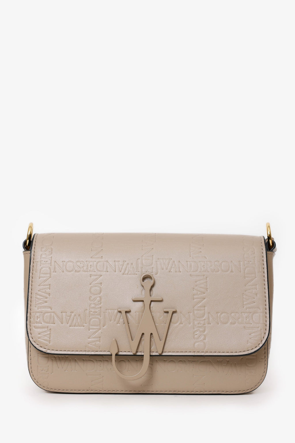 JW Anderson Taupe Leather Midi 'Anchor' Shoulder Bag