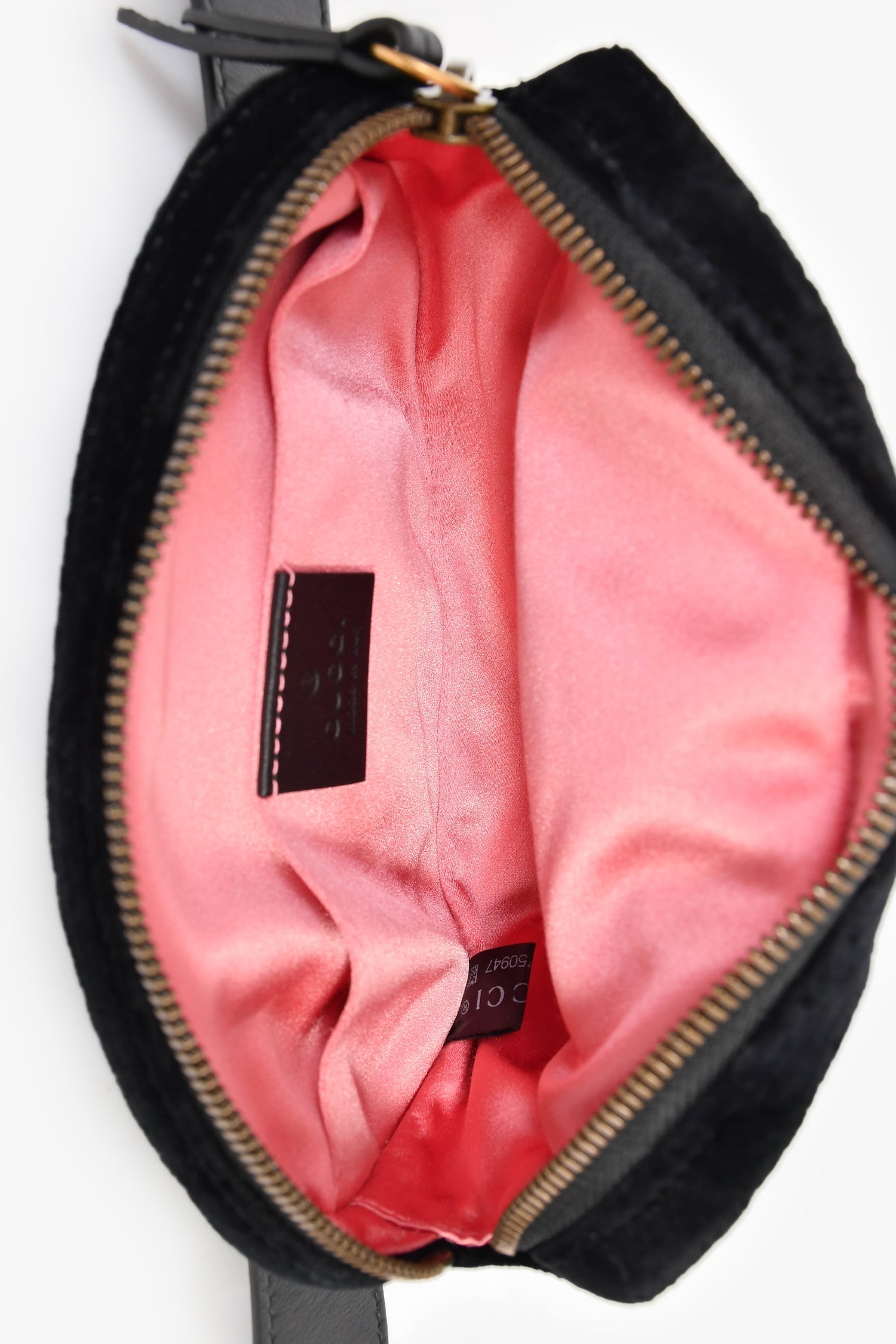 Gucci Black Chevron Velvet Marmont Belt Bag