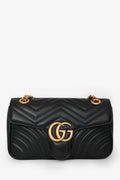 Gucci Black Leather GG Marmont Small Crossbody Bag