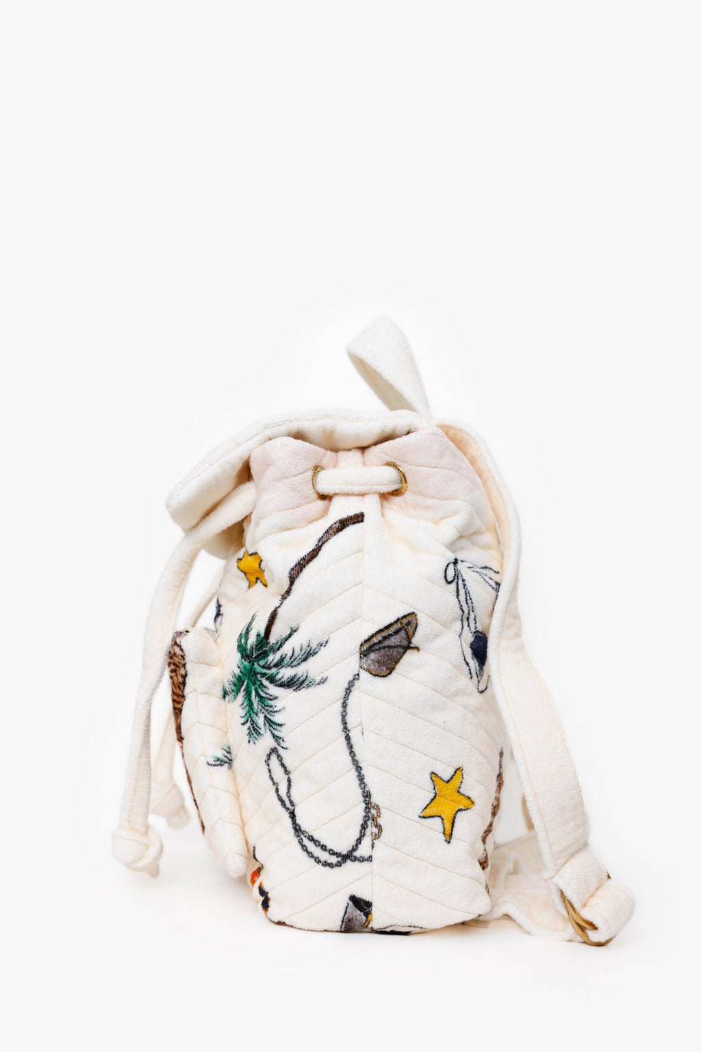 Saint Laurent White Terry Cloth Summer Print Backpack
