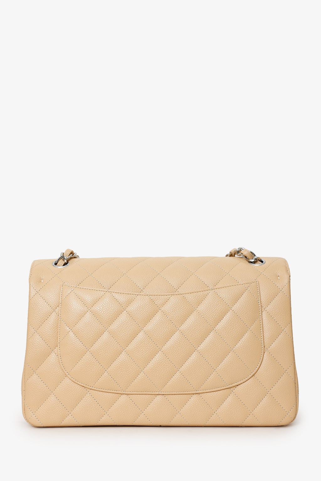 Pre-Loved Chanel™ 2016-17 Beige Caviar Leather Jumbo Double Flap Bag