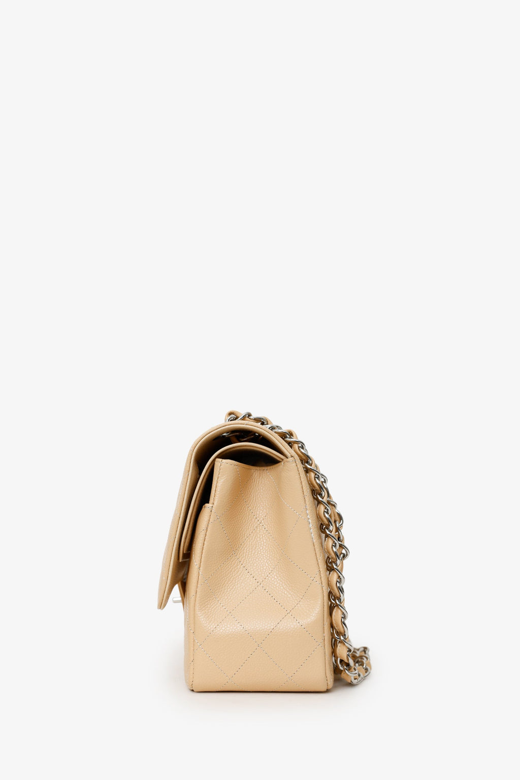 Pre-Loved Chanel™ 2016-17 Beige Caviar Leather Jumbo Double Flap Bag